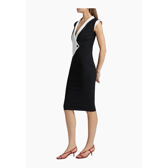Chiara Boni La Petite Robe Womens Sorai Plunge Neck Cocktail Dress Black 8 - Picture 3 of 12